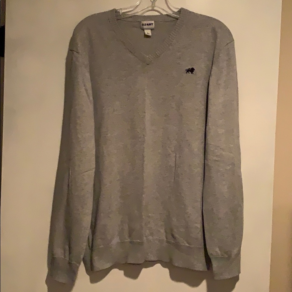Old Navy Gray Long Sleeve V-Neck Sweater - Large